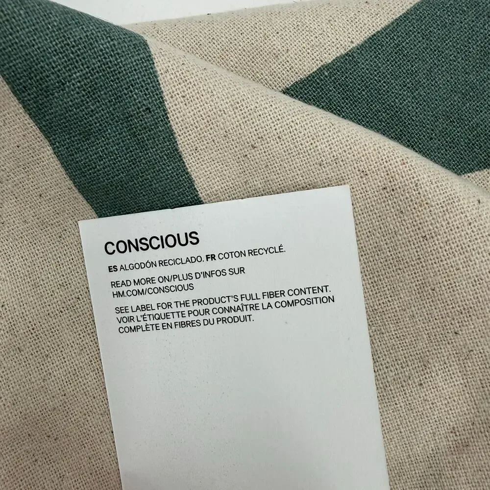 H&M Home Pillowcase 20”x20” NWT Recycled Cotton Conscious  Decor Abstract Zipper